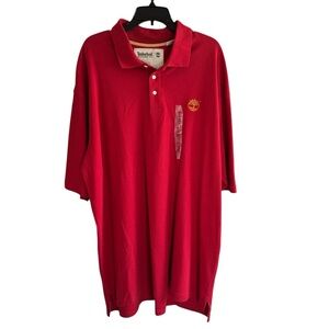 NWT Timberland Red Polo Shirt Loose Fit Casual Style Cotton Men’s XXL *Flaw*
